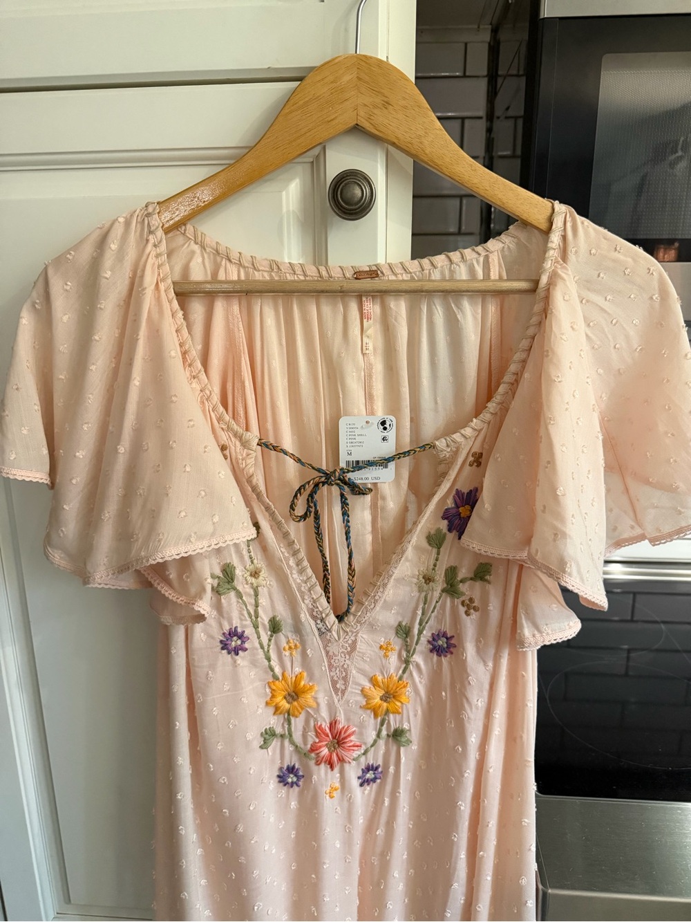 Free People Savannah Rose Midi Dress in Pink Shell Sz M - Picture 6 of 11
